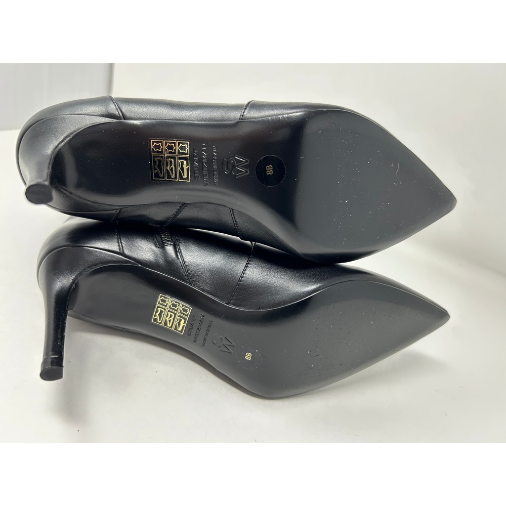 Stuart Weitzman Womens Black Leather Pointed Toe Stiletto Ankle Boots Dress Sz 8 - Picture 10 of 11